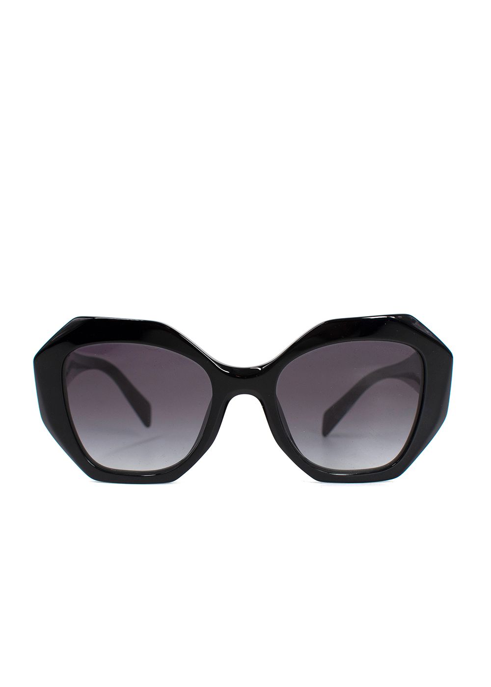 Preowned Prada Black Hexagonal Oversized Sunglasses plastic