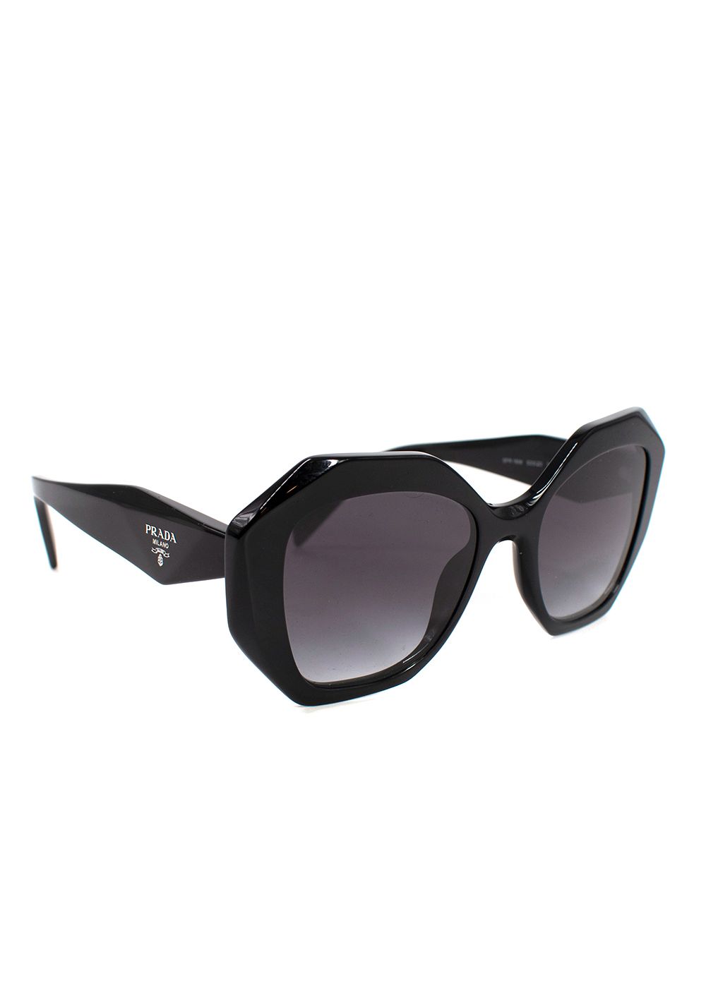 Preowned Prada Black Hexagonal Oversized Sunglasses plastic