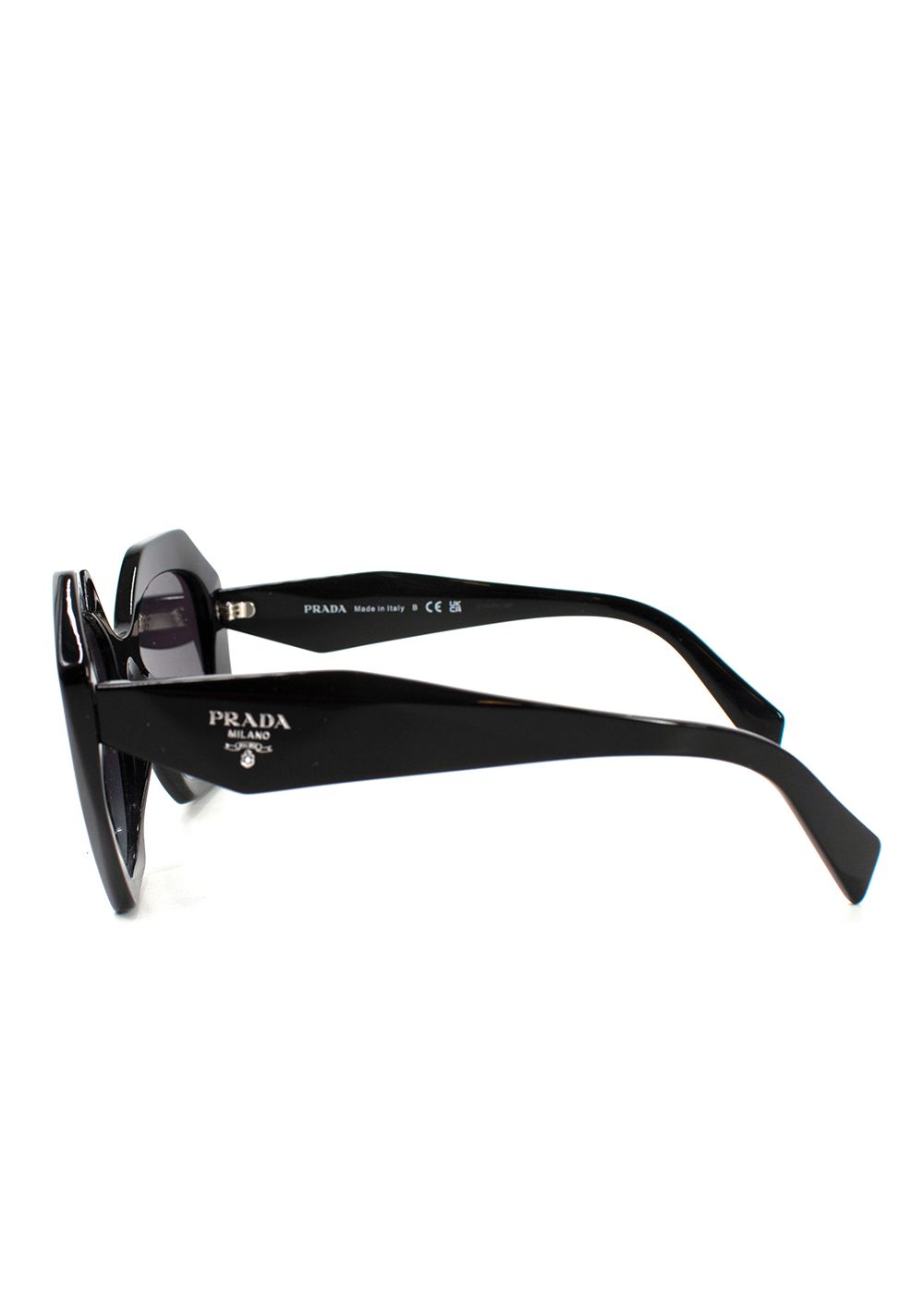 Preowned Prada Black Hexagonal Oversized Sunglasses plastic