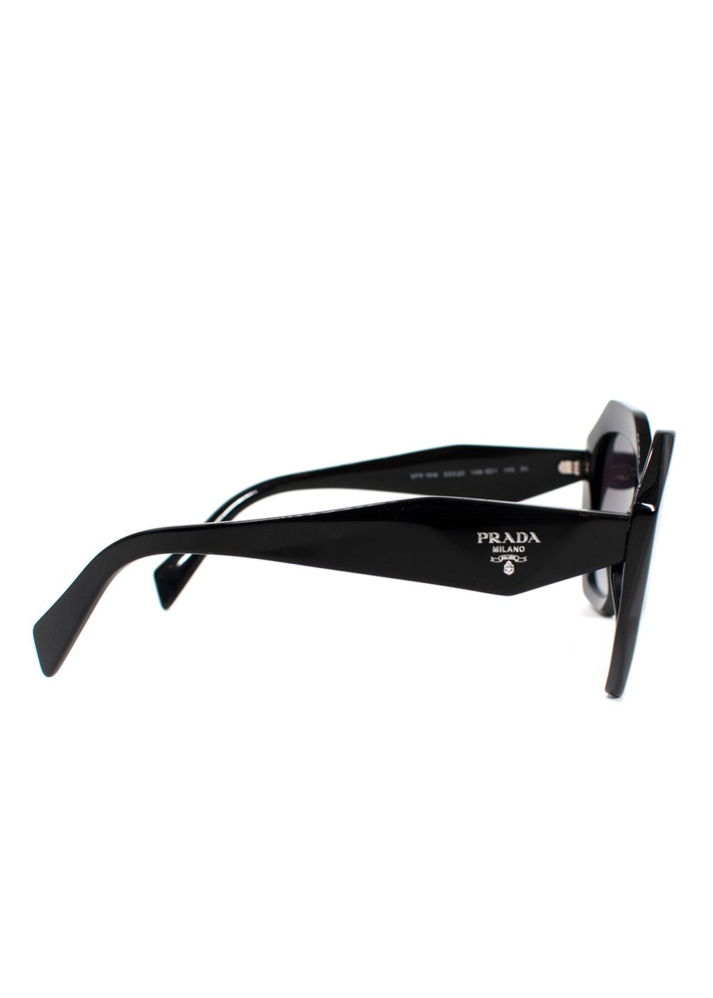 Preowned Prada Black Hexagonal Oversized Sunglasses plastic