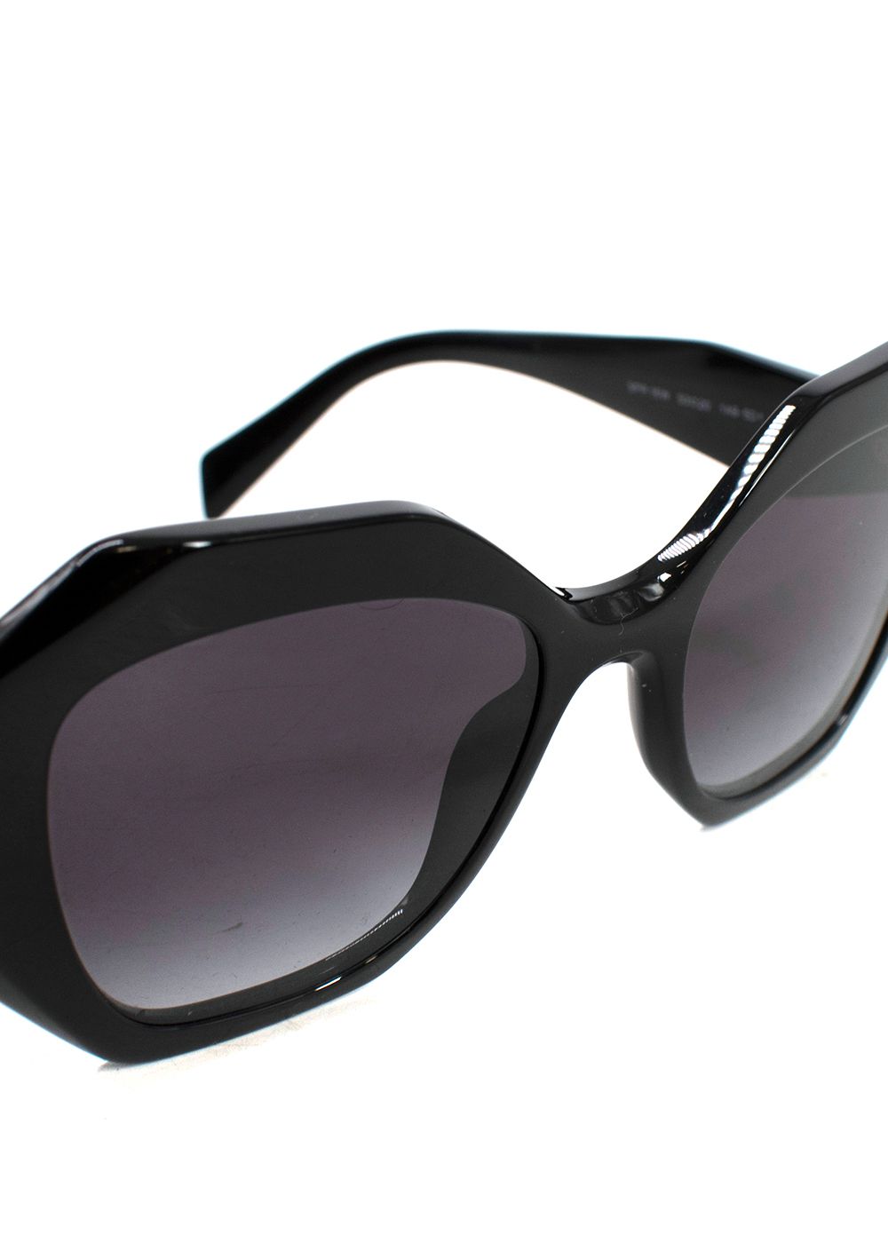 Preowned Prada Black Hexagonal Oversized Sunglasses plastic