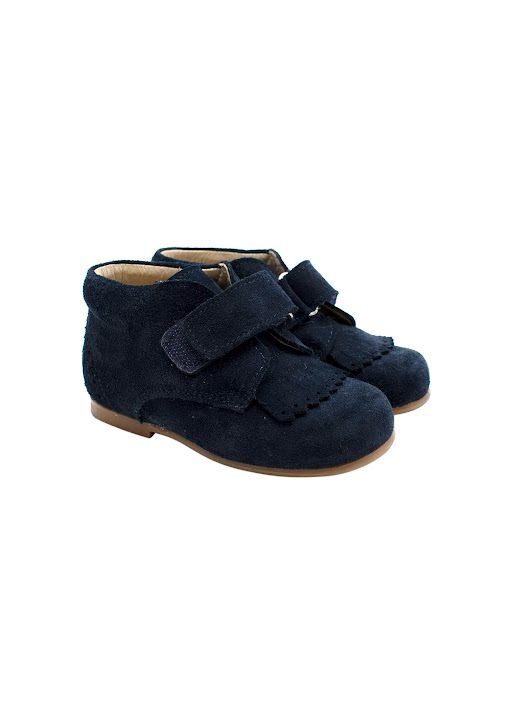 Boys Papouelli Blue Suede Velcro shoes Size 18-24 Months Navy