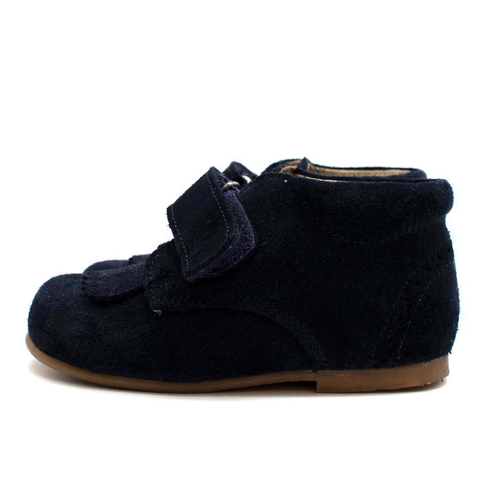 Boys Papouelli Blue Suede Velcro shoes Size 18-24 Months Navy