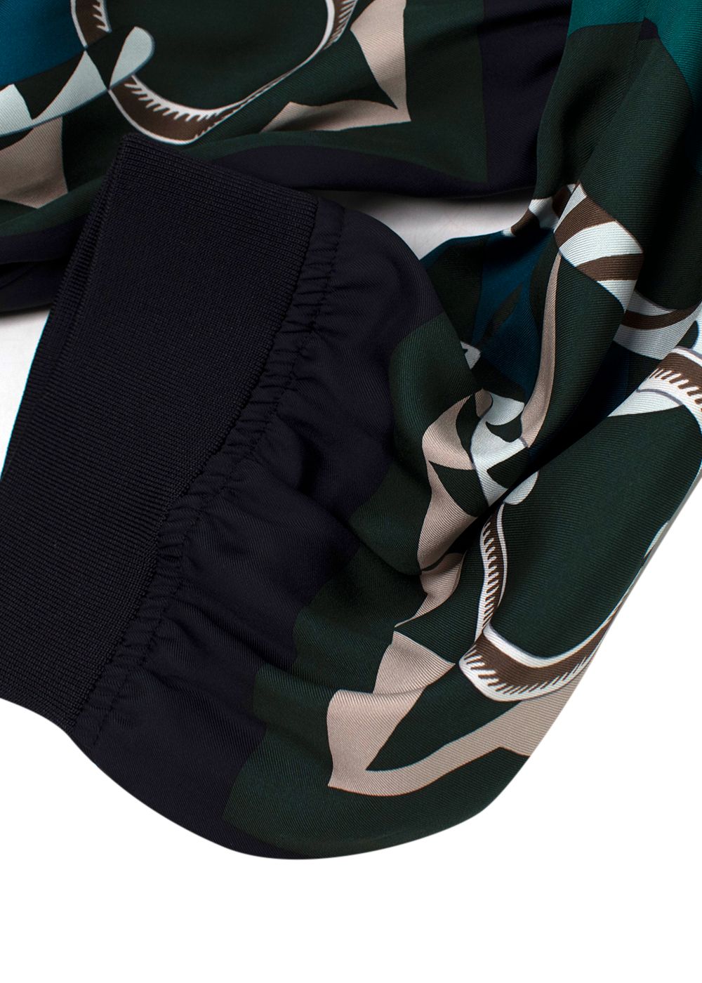 Hermes Green 'Figure Artistique' Silk Joggers Size L green black