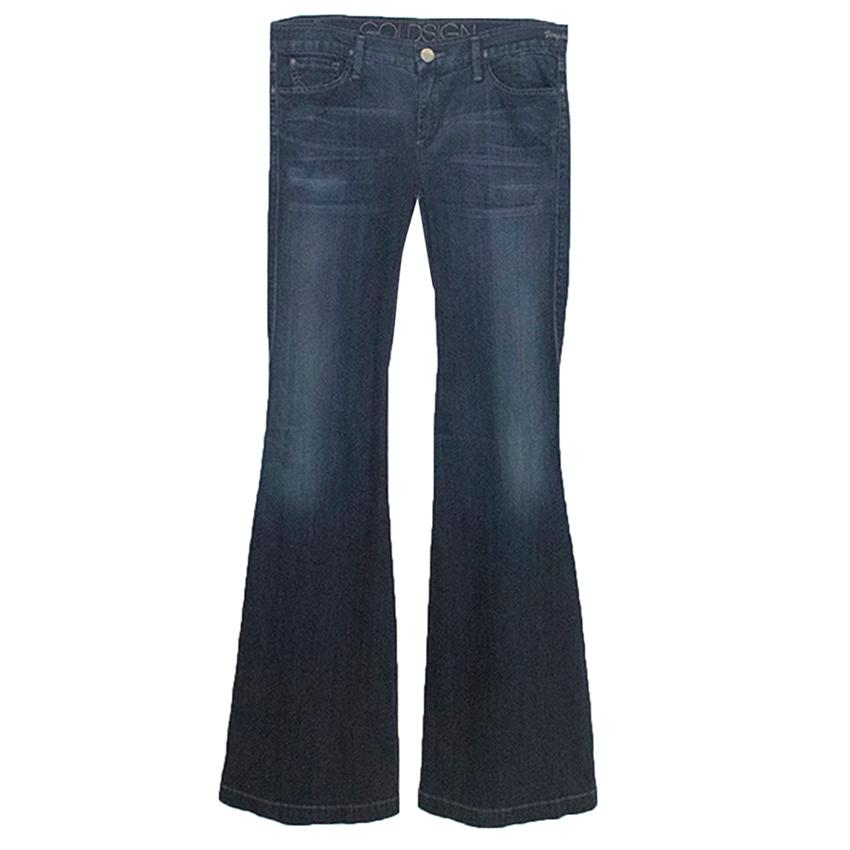 Preowned Goldsign dark wash flare jeans Size M Blue cotton