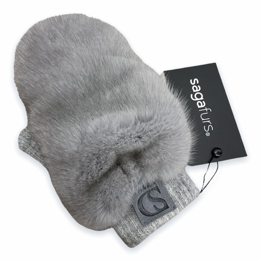 FurbySD grey mink  cashmere mittens Silver