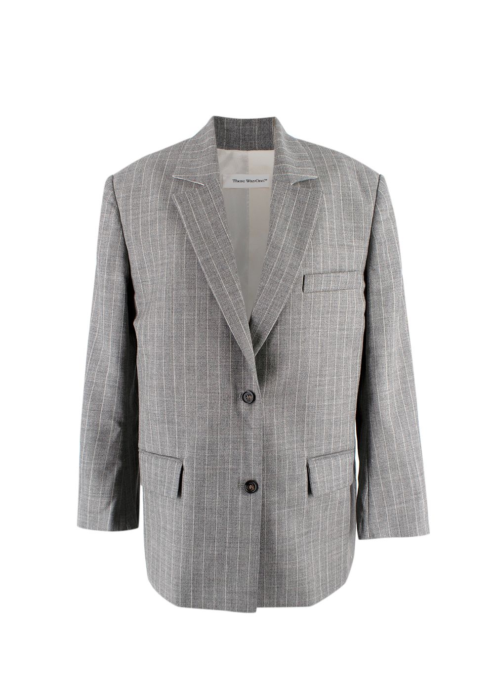 Preowned There Was One  Grey Pinstripe Blazer and Tailored Trouser Suit Size XXS wool