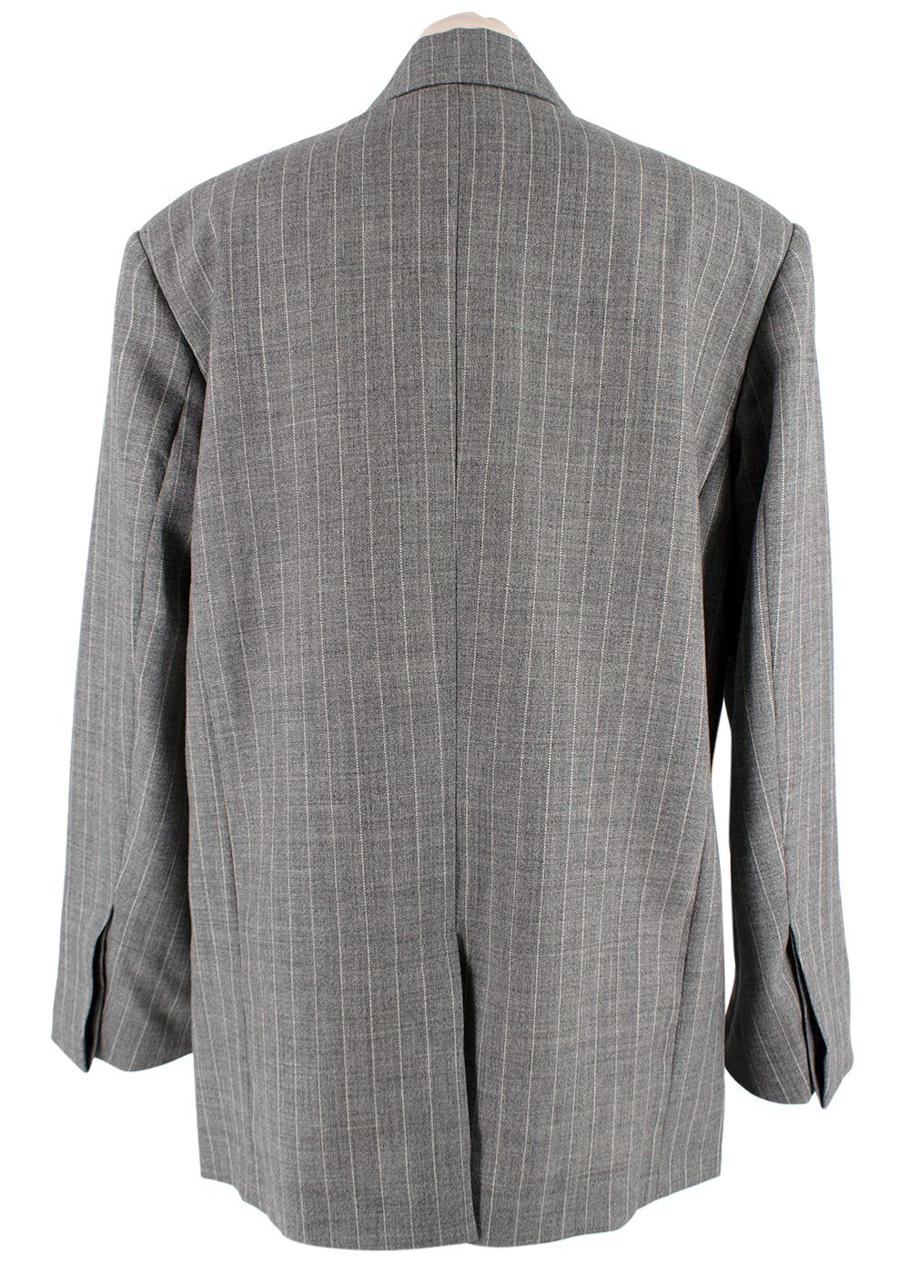 Preowned There Was One  Grey Pinstripe Blazer and Tailored Trouser Suit Size XXS wool