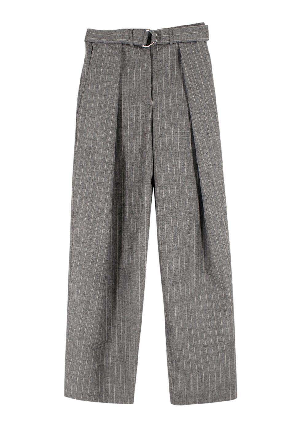 Preowned There Was One  Grey Pinstripe Blazer and Tailored Trouser Suit Size XXS wool