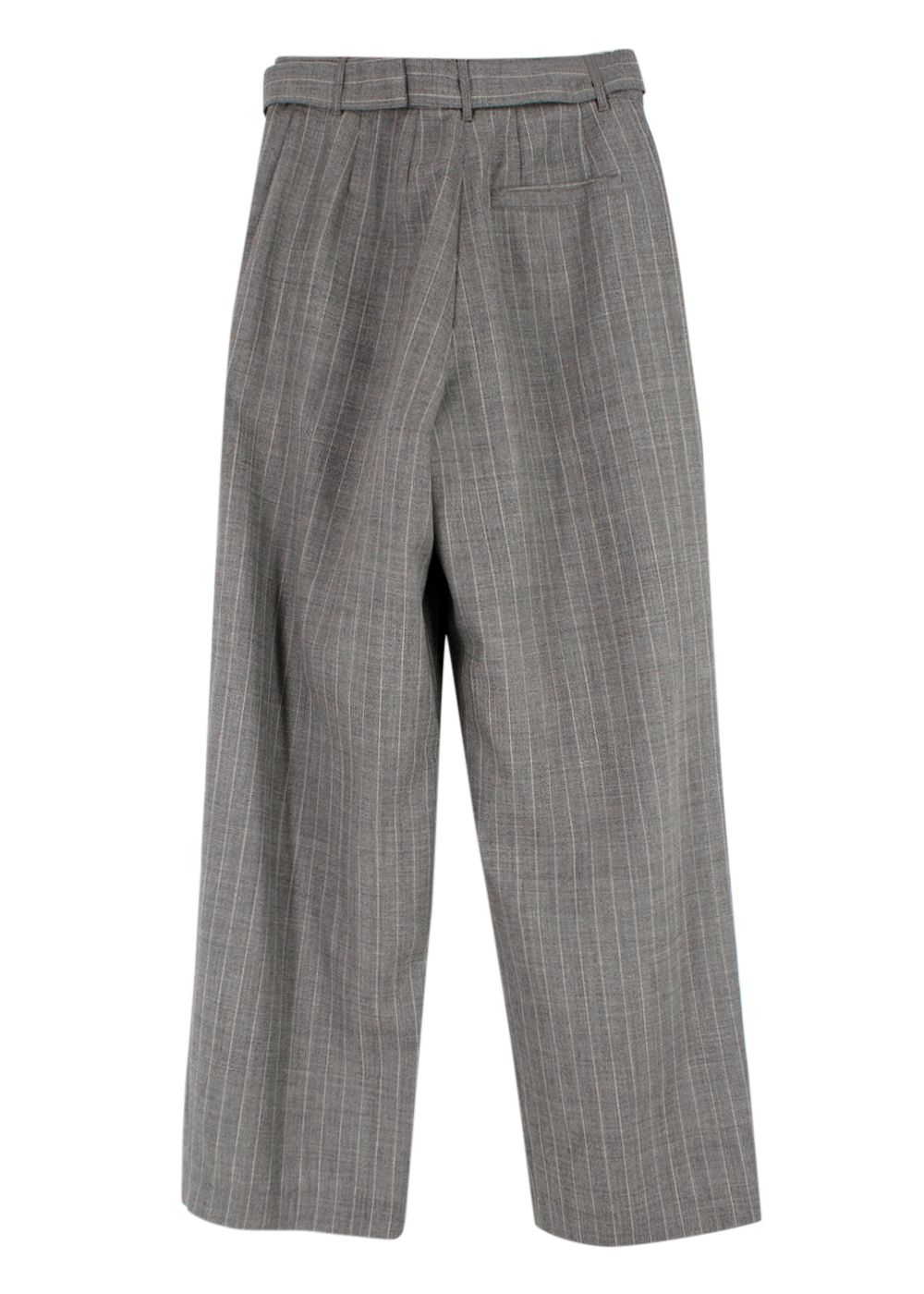 Preowned There Was One  Grey Pinstripe Blazer and Tailored Trouser Suit Size XXS wool