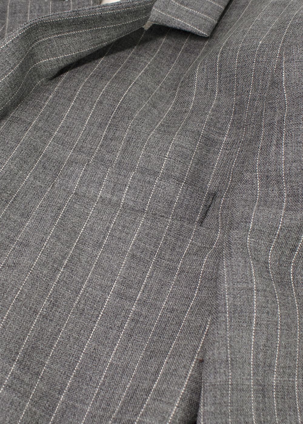 Preowned There Was One  Grey Pinstripe Blazer and Tailored Trouser Suit Size XXS wool