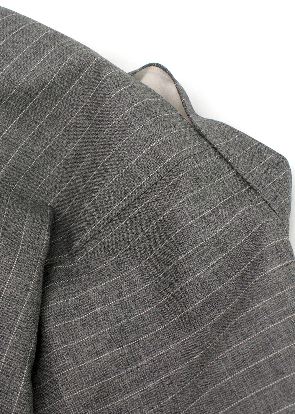 Preowned There Was One  Grey Pinstripe Blazer and Tailored Trouser Suit Size XXS wool