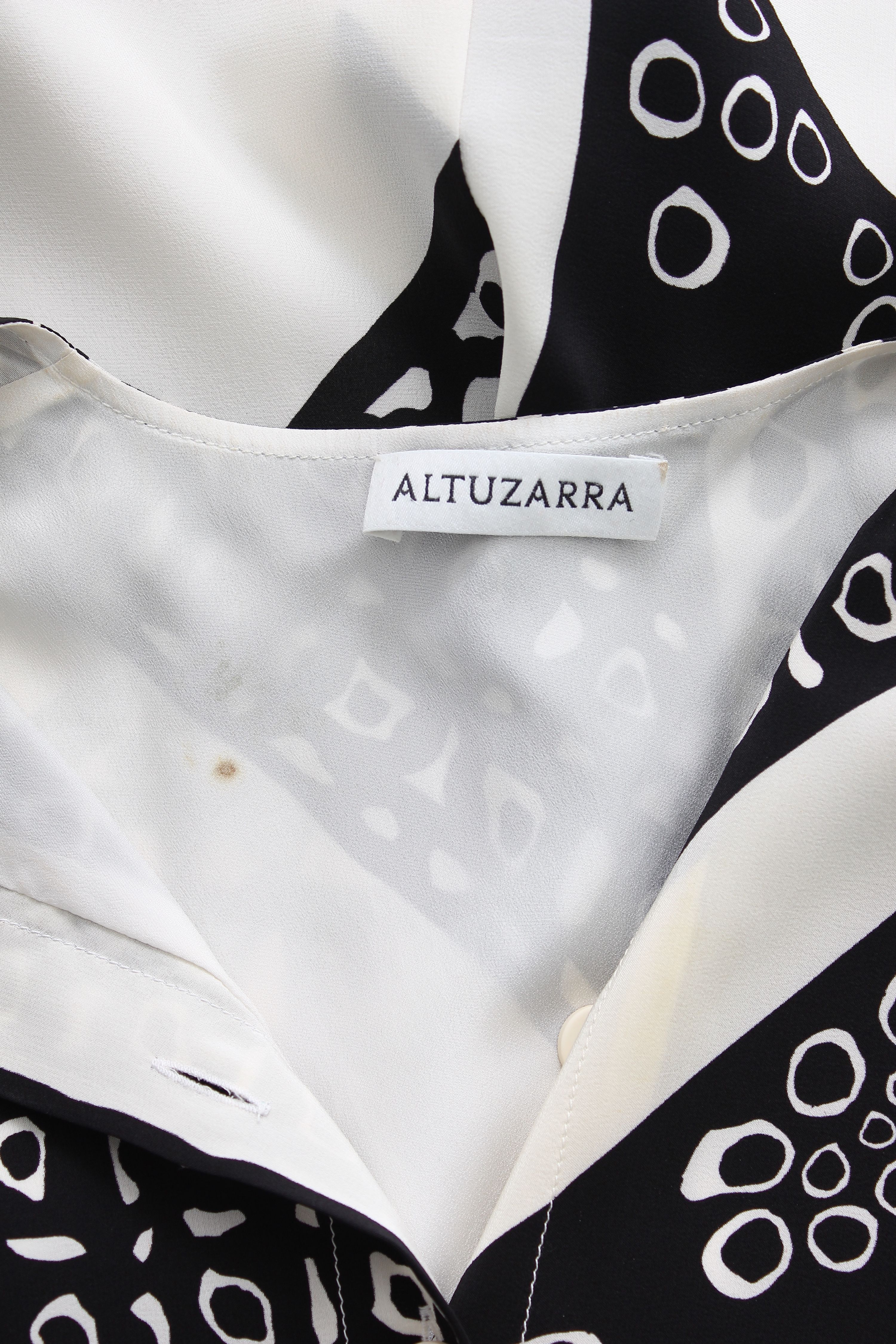 Preowned Altuzarra Altuzzara Black and White Silk Asymmetric Dress Size M Black/White