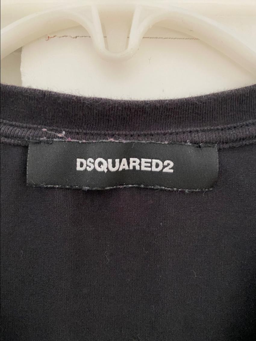 Men's Preowned DSquared2 Black V-Neck T-Shirt Size S cotton