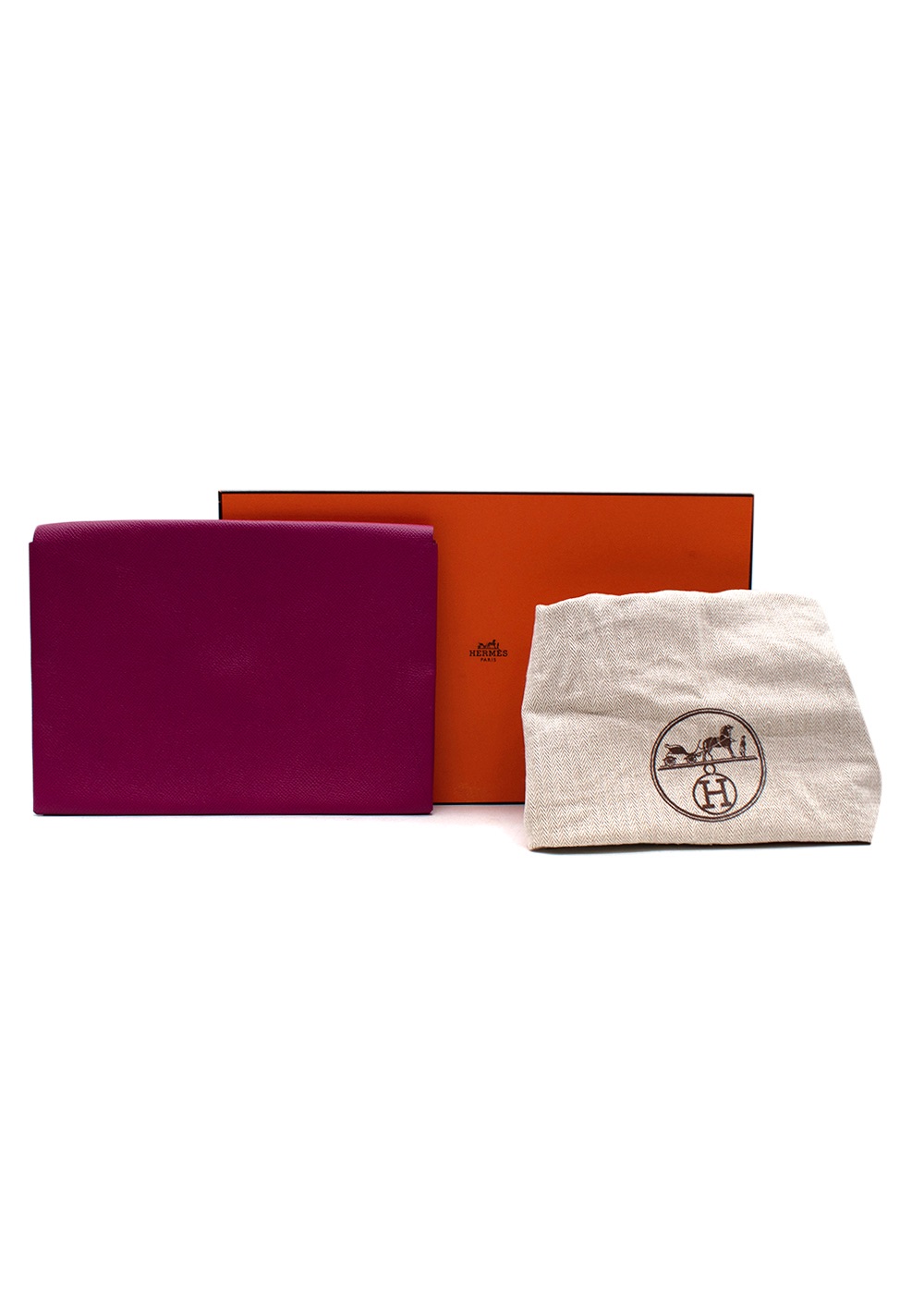 Hermes Rose Pourpre Epsom Leather Calvi Pouch GM Purple