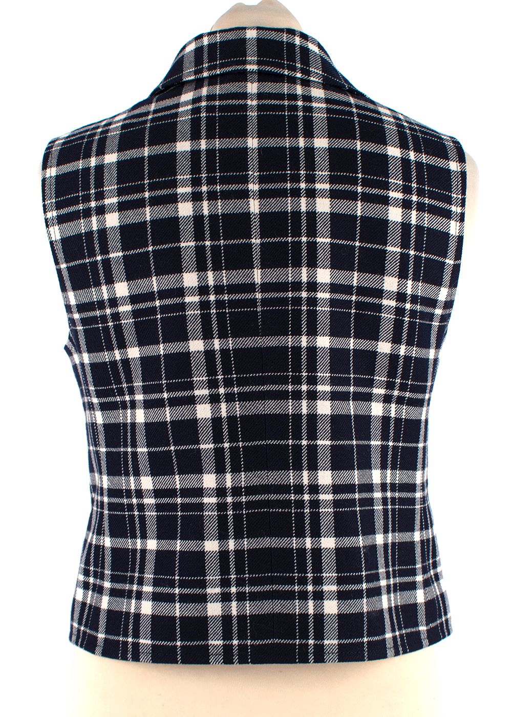 Dior Navy Wool Tartan Waist Coat  Midi Skirt Size XS black