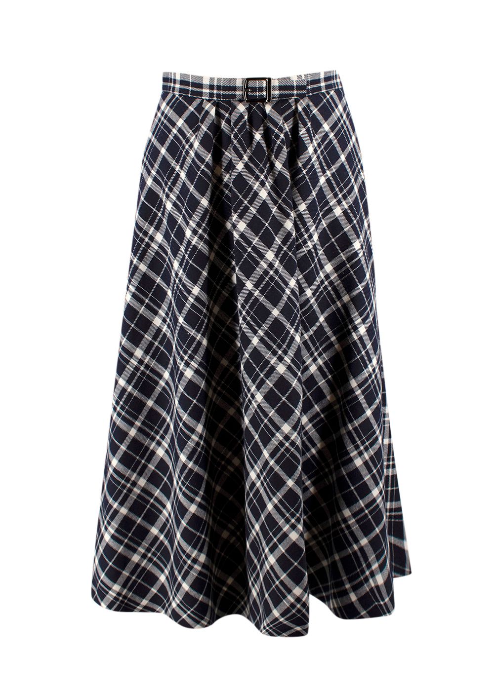 Dior Navy Wool Tartan Waist Coat  Midi Skirt Size XS black