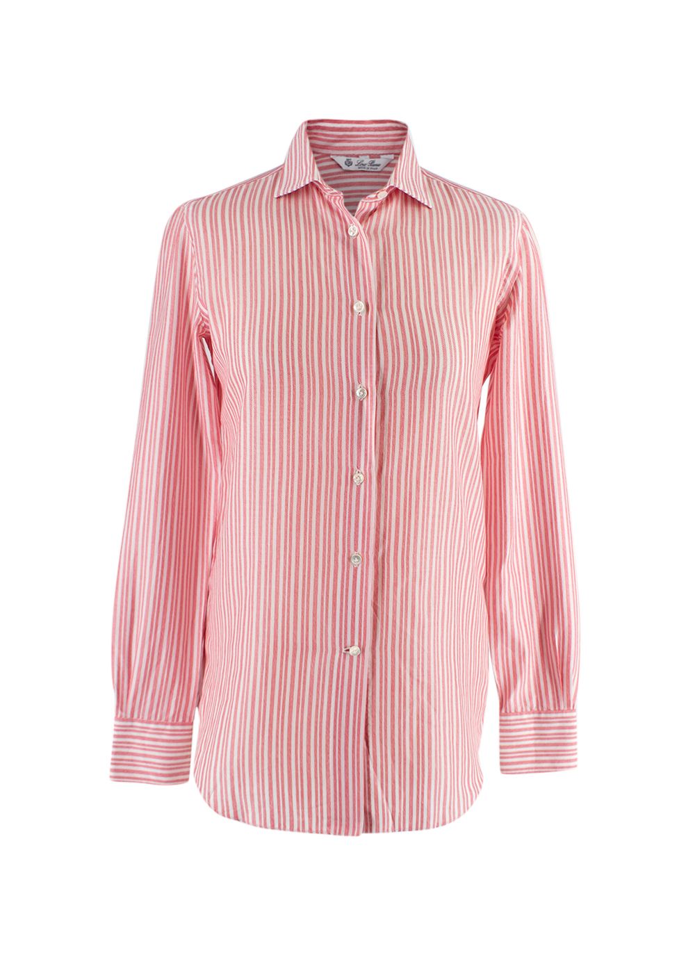 Loro Piana Red and White Striped Cotton Shirt Size XXS