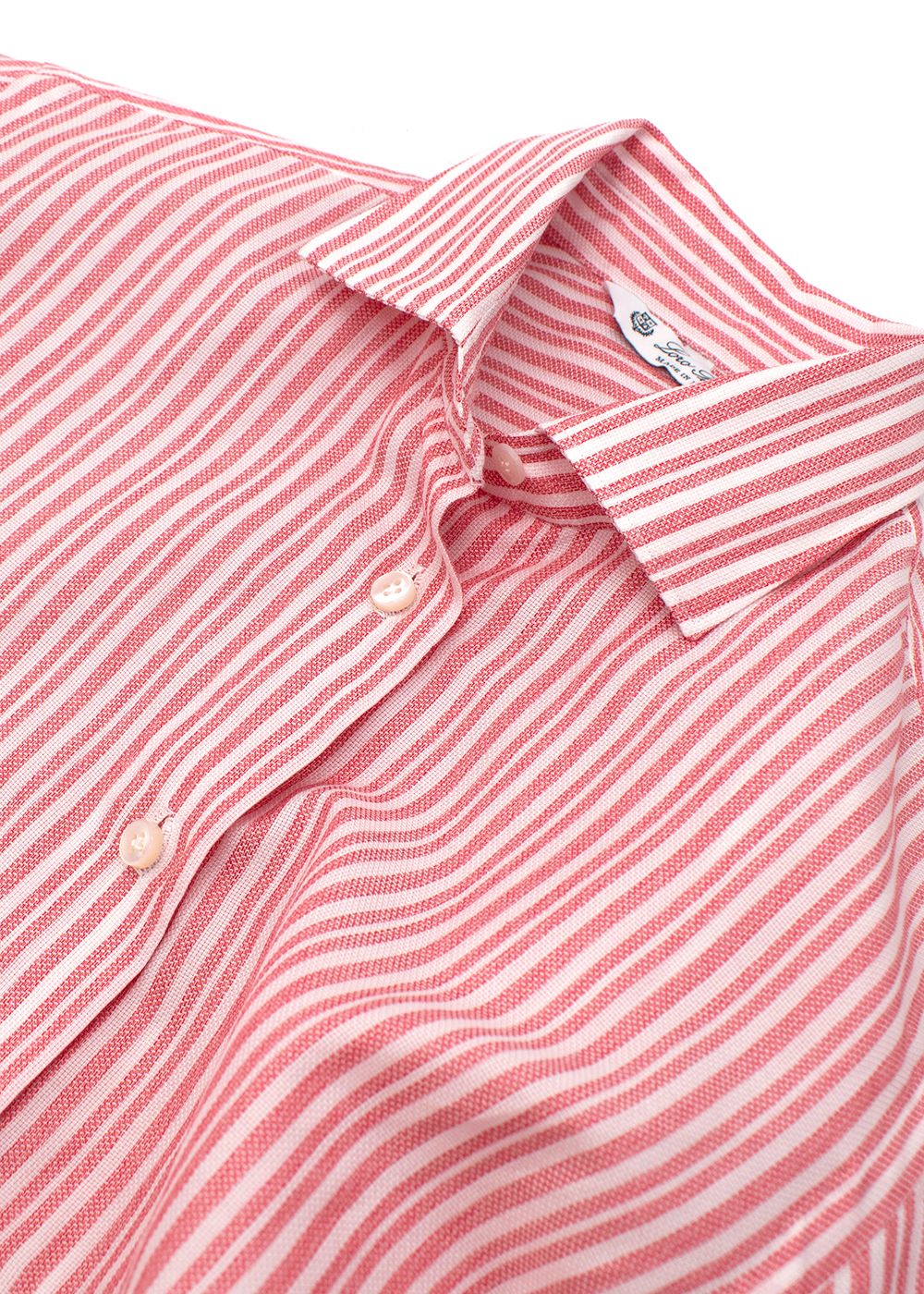 Loro Piana Red and White Striped Cotton Shirt Size XXS