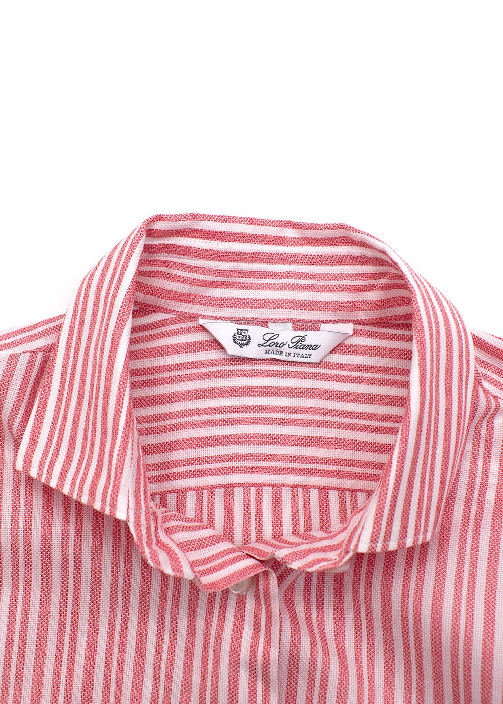 Loro Piana Red and White Striped Cotton Shirt Size XXS