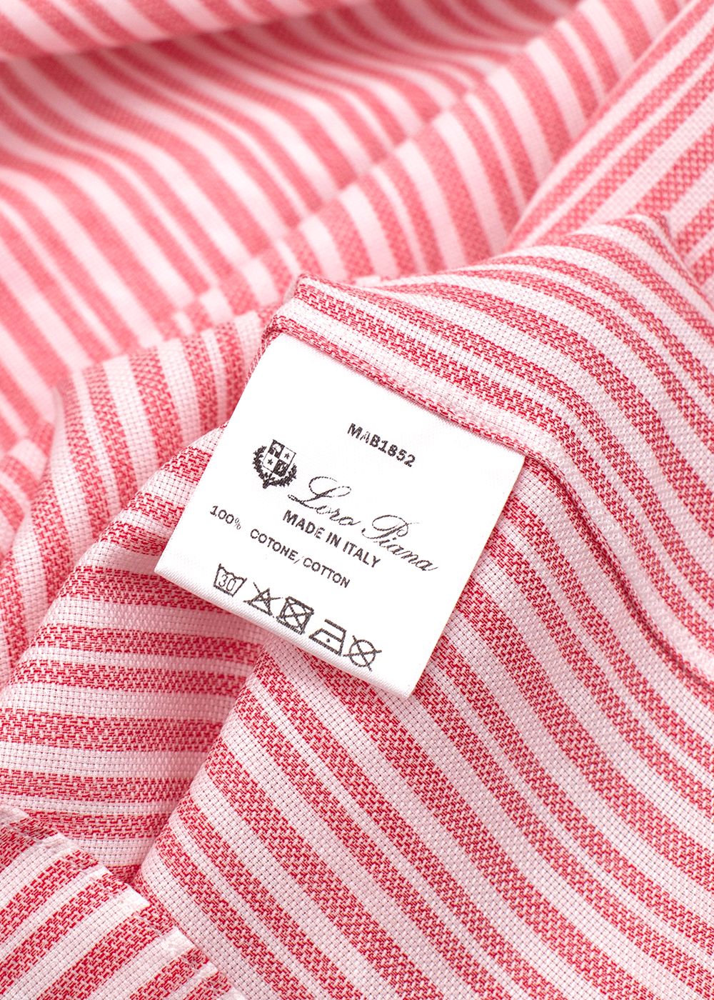 Loro Piana Red and White Striped Cotton Shirt Size XXS