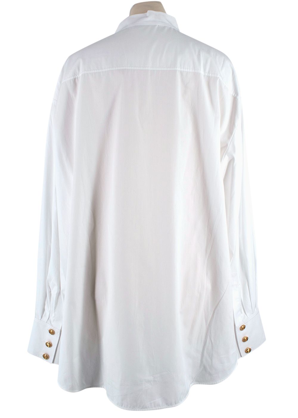 Preowned Balmain White Cotton Button-down Collarless Shirt Size XS