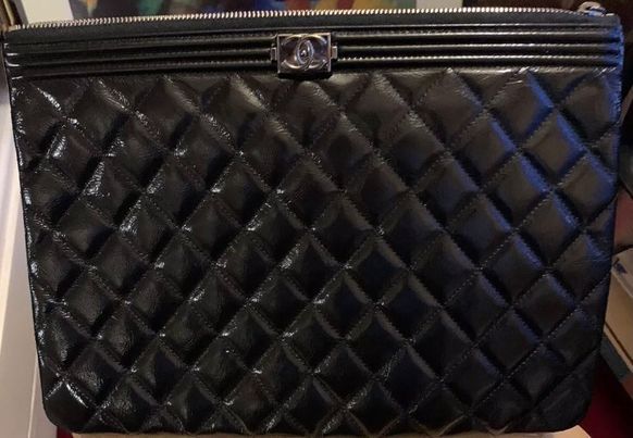 Chanel Black Patent O Case patent leather