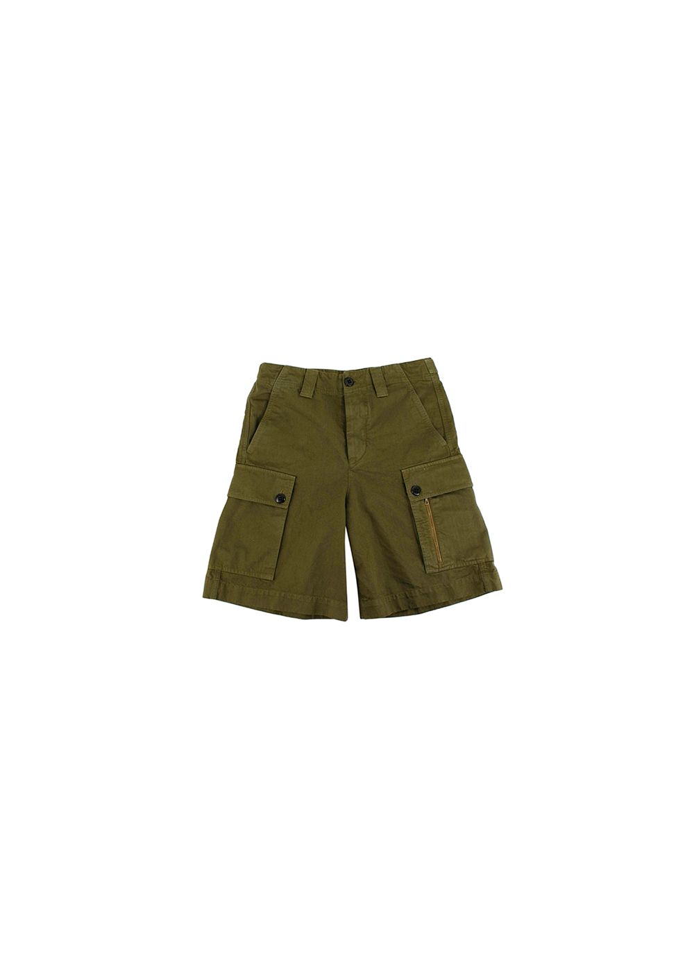 Men's Preowned Dries Van Noten Khaki Green Cotton Twill Cargo Shorts Size XS