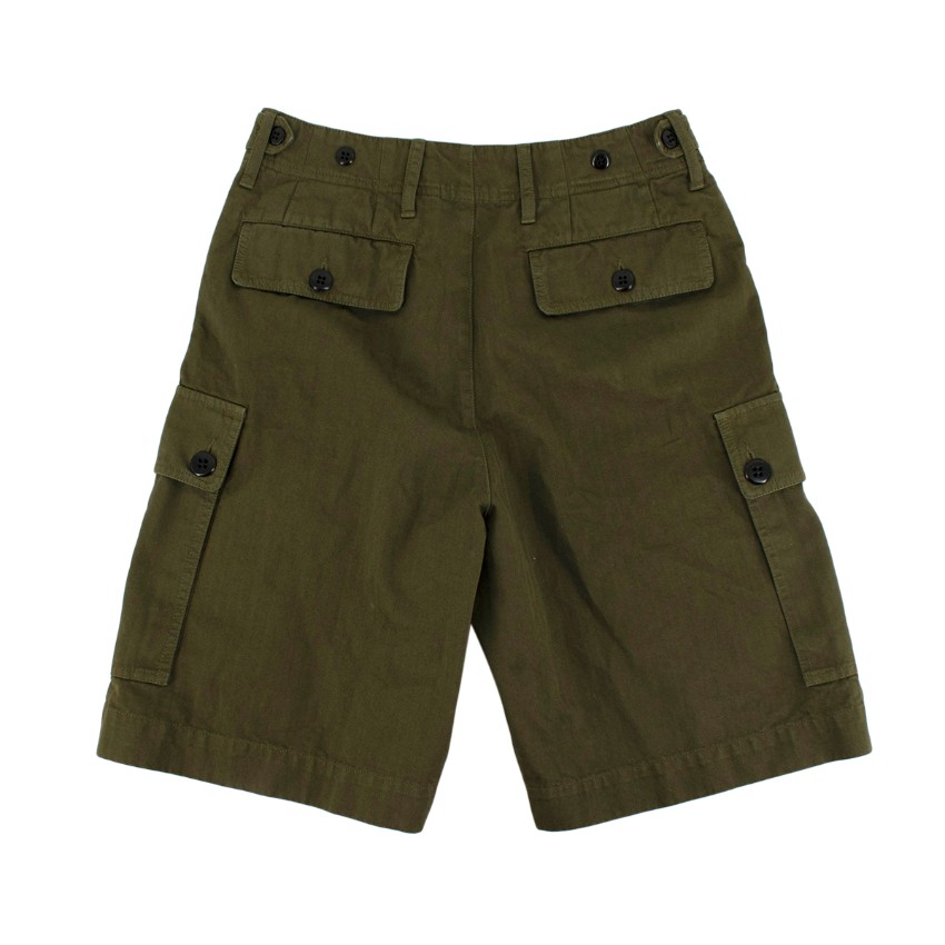 Men's Preowned Dries Van Noten Khaki Green Cotton Twill Cargo Shorts Size XS