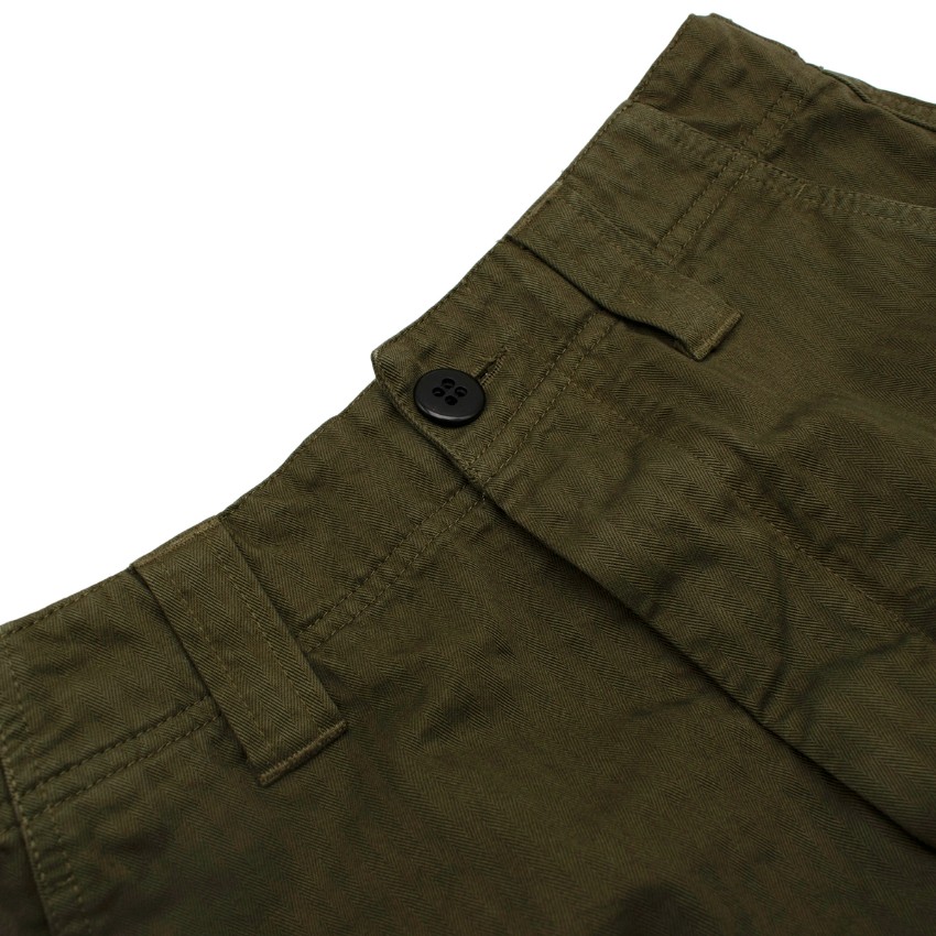 Men's Preowned Dries Van Noten Khaki Green Cotton Twill Cargo Shorts Size XS