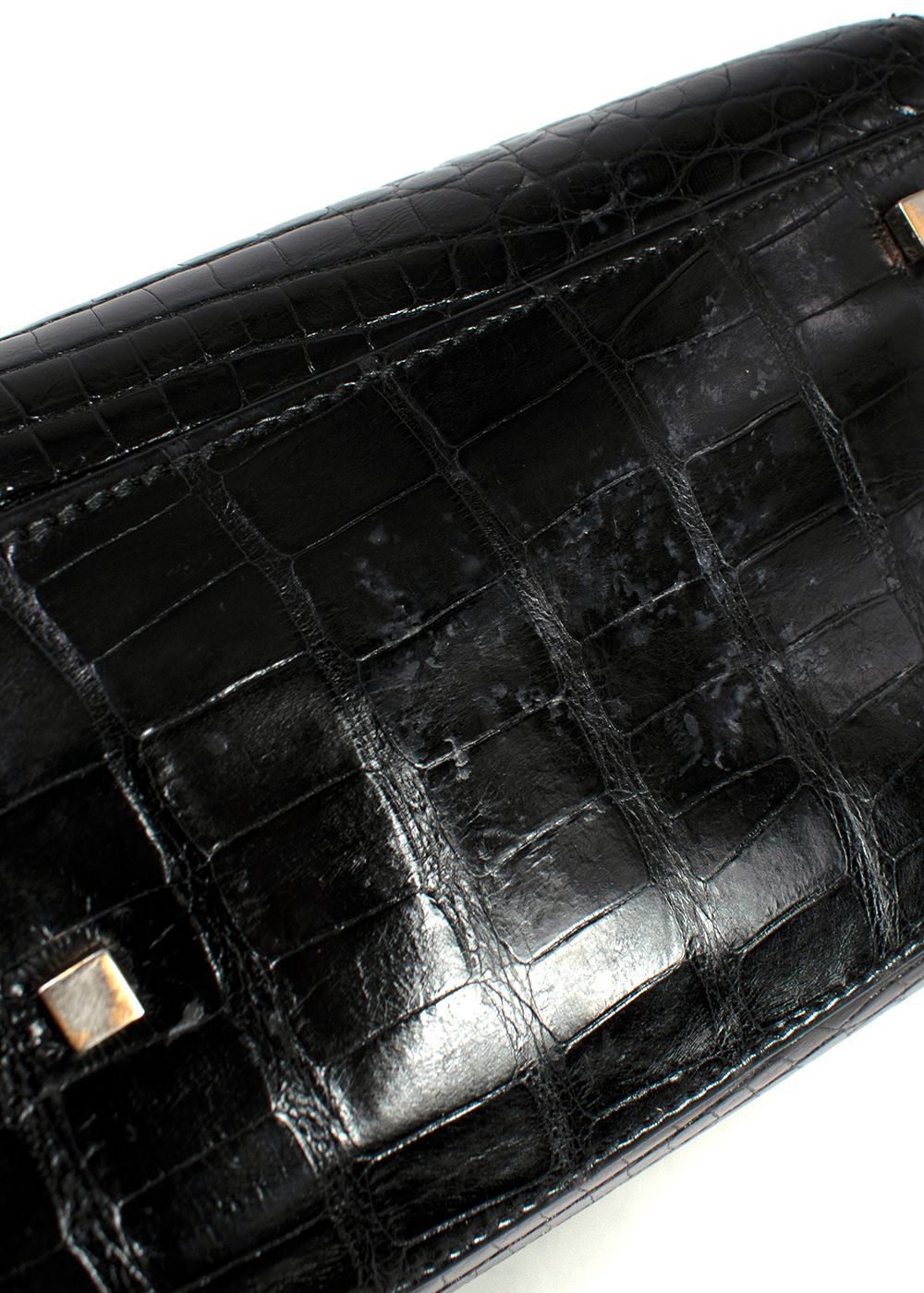 Preowned Gucci Vintage Black Crocodile Leather Top Handle Bag