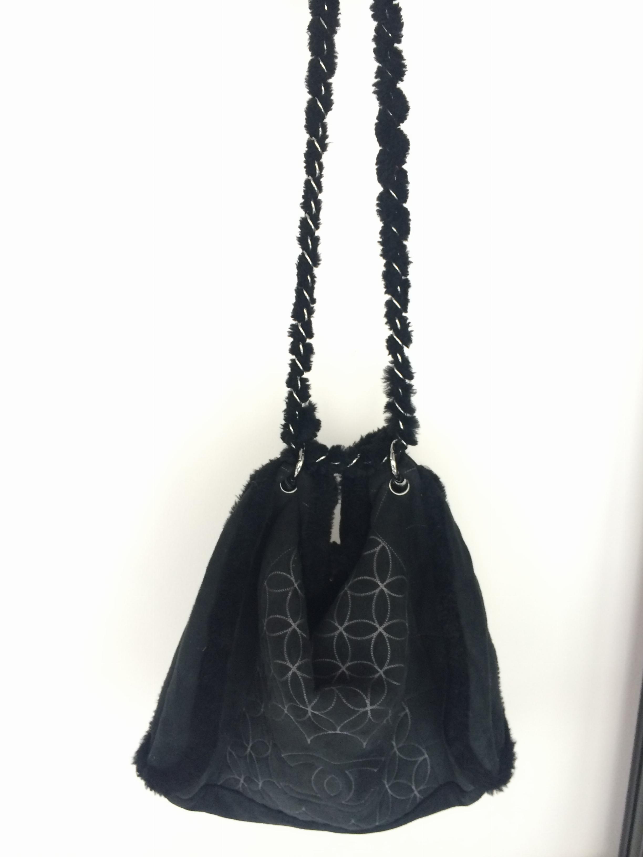 Preowned Chanel black suede bag