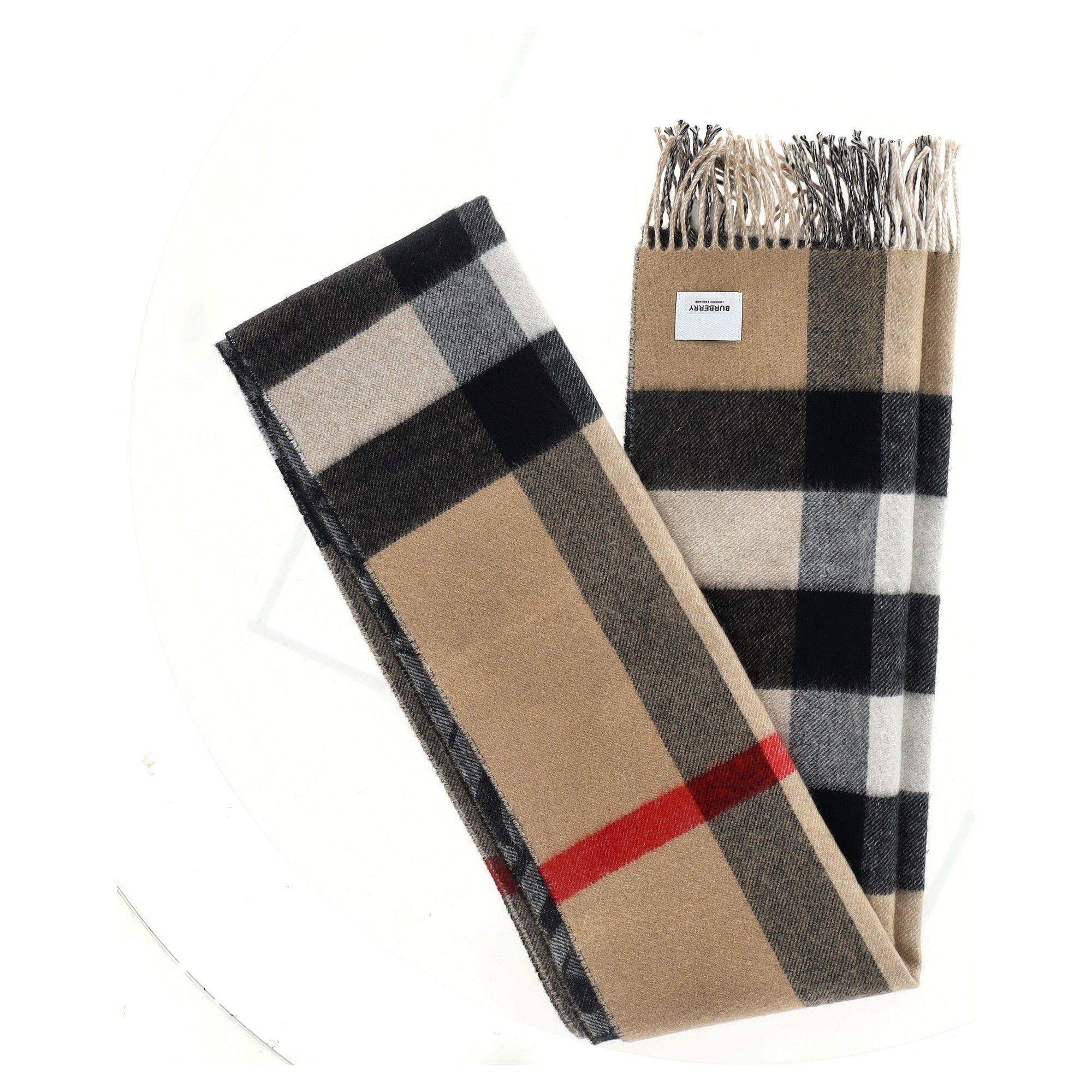 Preowned Burberry Reversible Monogram Check Cashmere Scarf multicolor wool/hair/cashmere