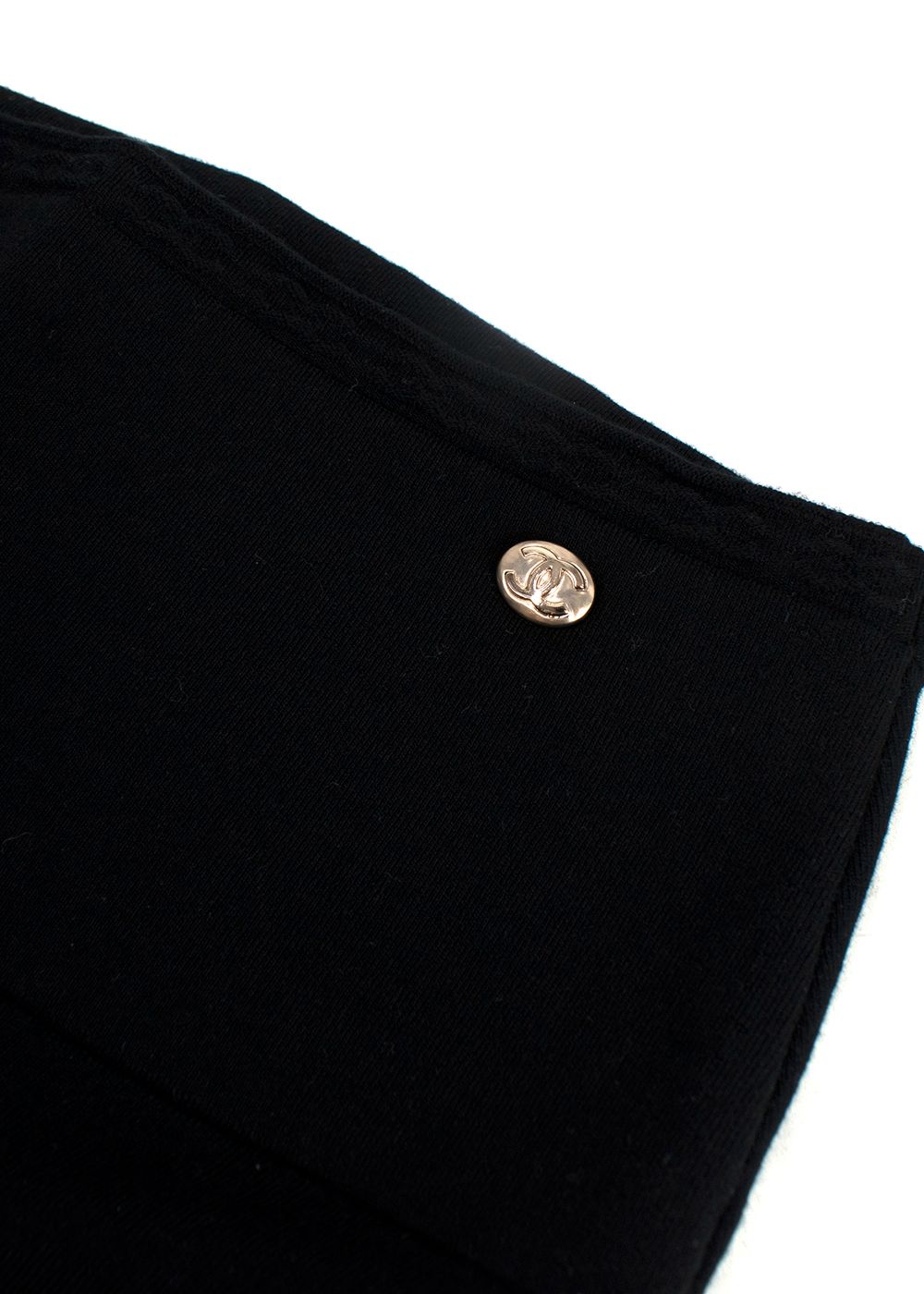 Chanel Embossed Black  High Waisted Wool Leggings Size XS