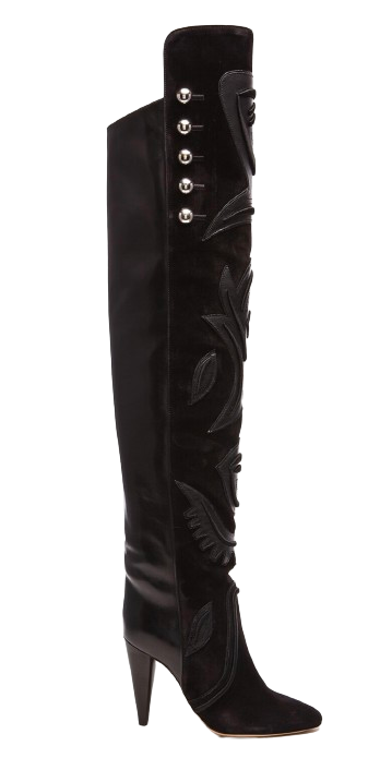 Preowned Isabel Marrant Black Thigh High Becky Boots Size 40 leather suede