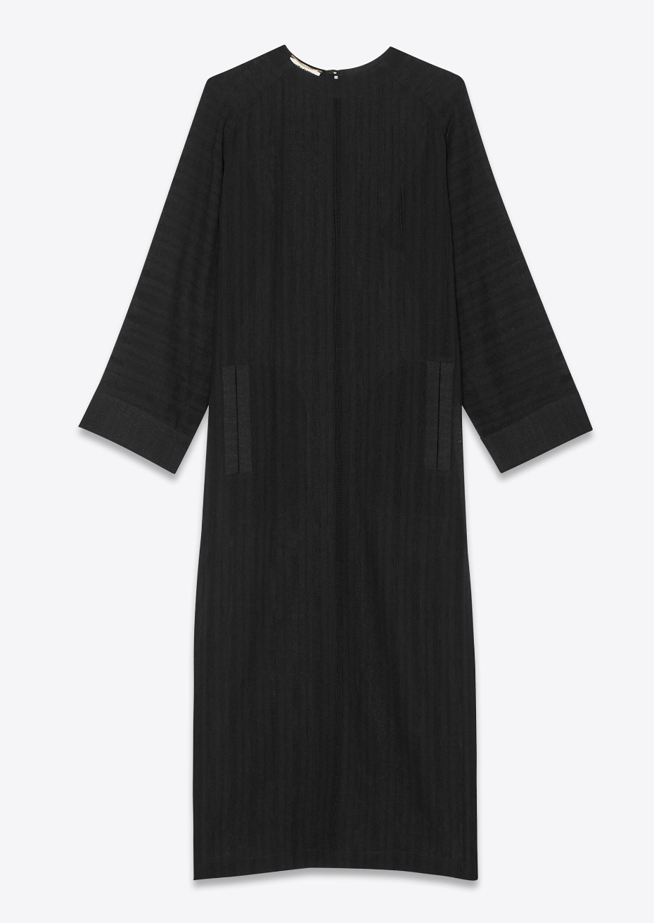 Preowned Saint Laurent Black Wool Sheer Kaftan Size M wool/hair