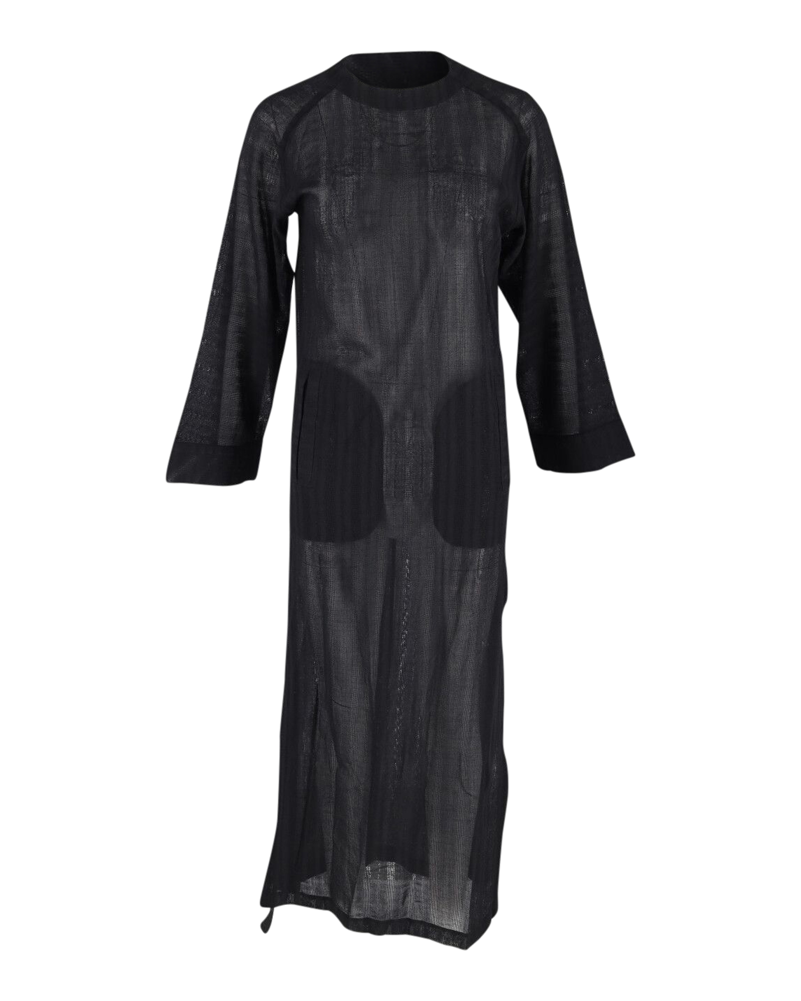 Preowned Saint Laurent Black Wool Sheer Kaftan Size M wool/hair