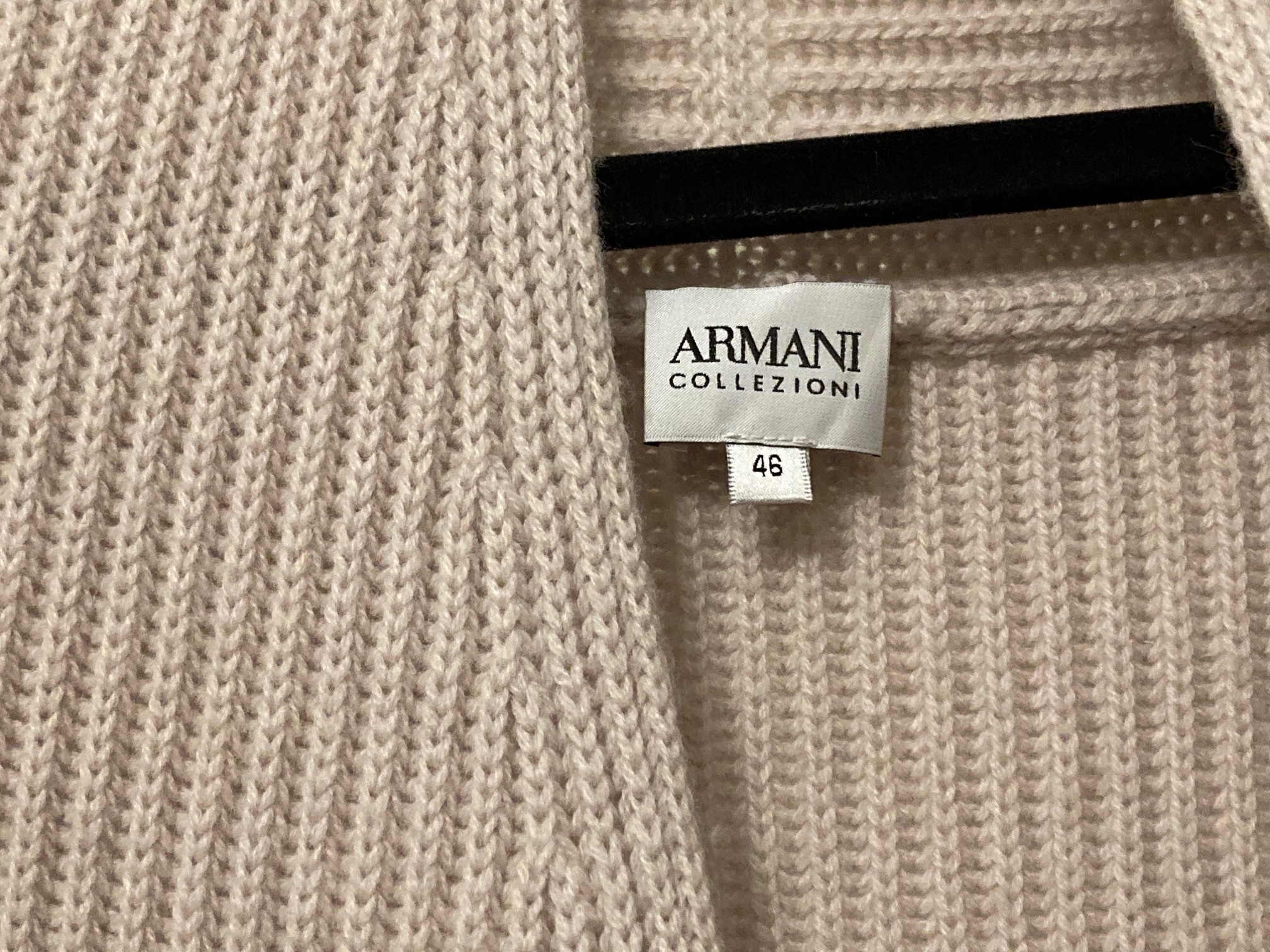 Armani Cashmere  Wool Belted Cardigan Size L Beige