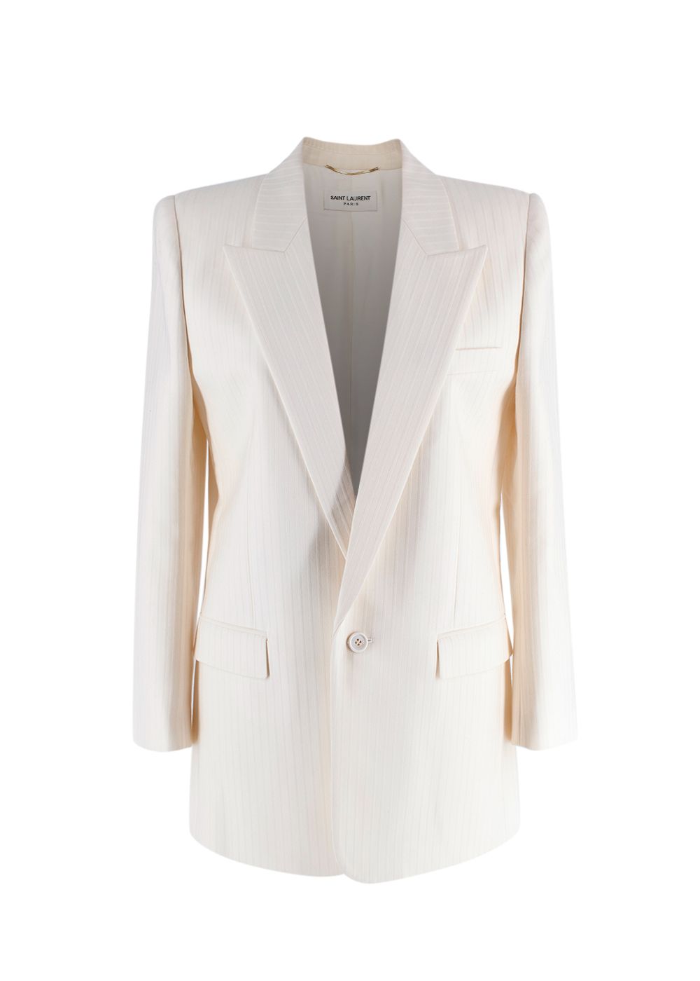 Saint Laurent Cream Pinstripe Single Breasted  Blazer Size S wool/silk lining