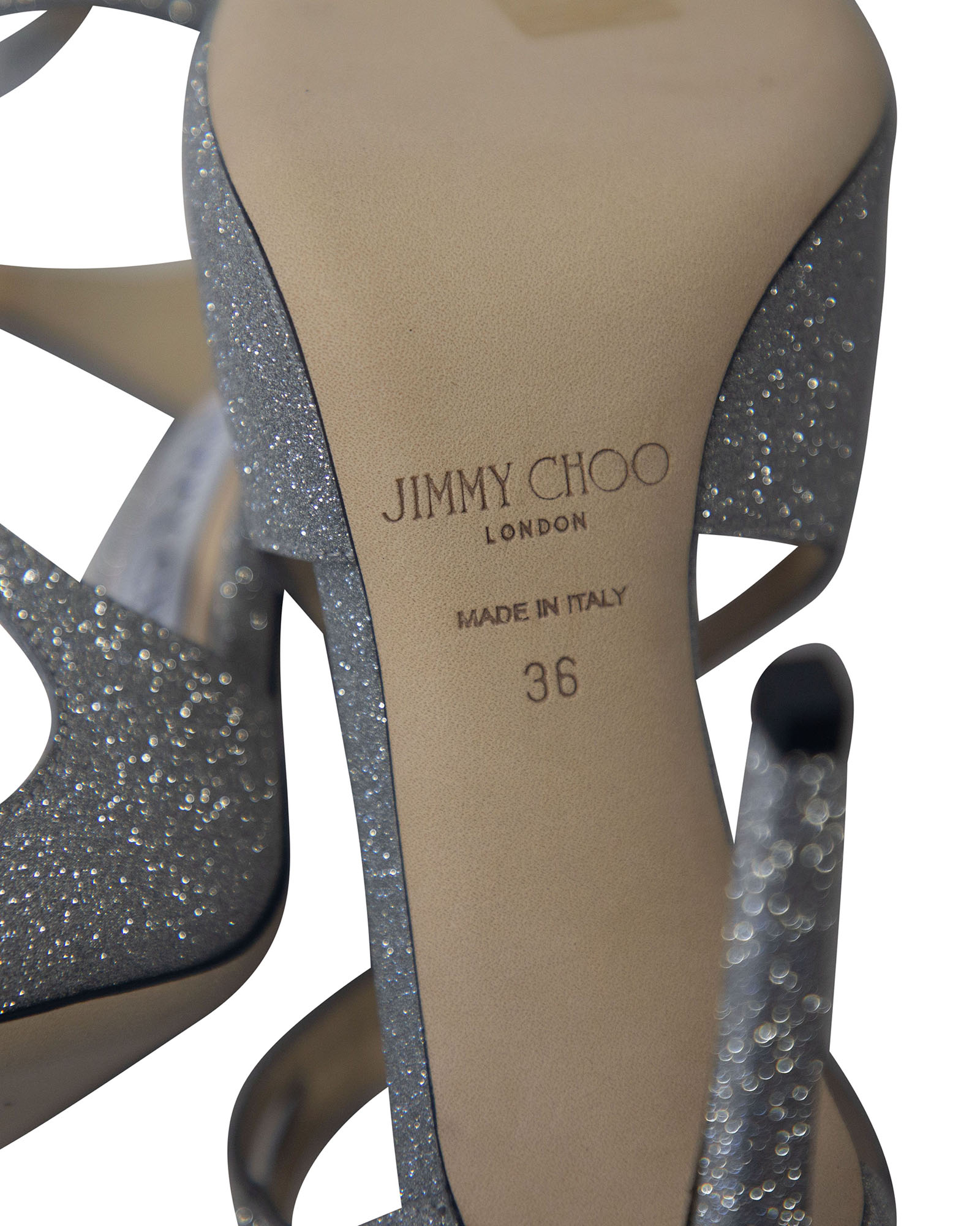 Jimmy Choo Silver Glitter Lancer 100mm Pumps Size 36