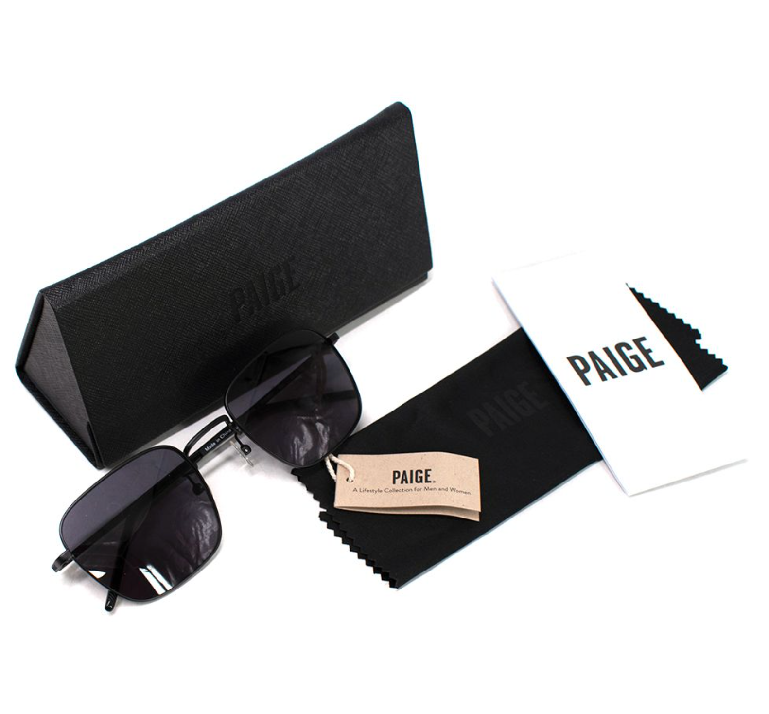 Paige Black Harper Square Sunglasses glass/metal/plastic