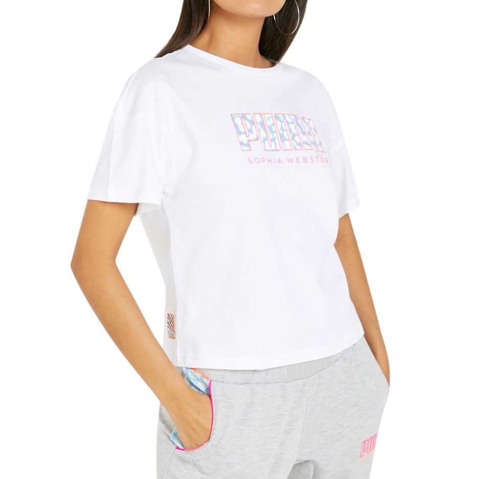 Puma X Sophia Webster Logo T-Shirt Size S White cotton