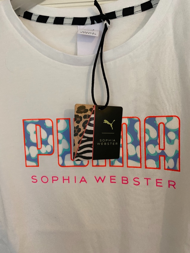 Puma X Sophia Webster Logo T-Shirt Size S White cotton