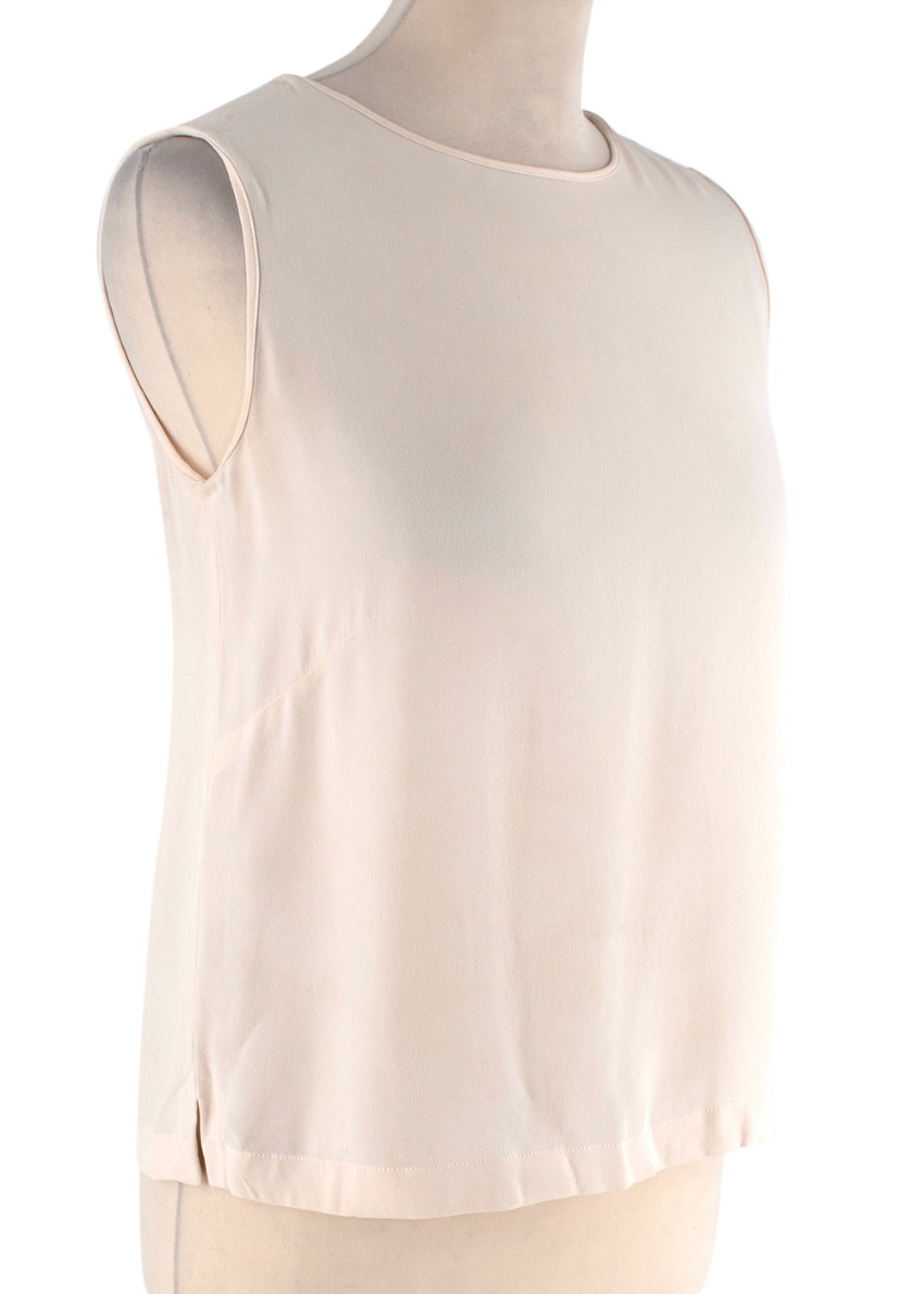 Preowned Chanel Cream Silk Sleeveless Shell Top Size XS Beige/Nude