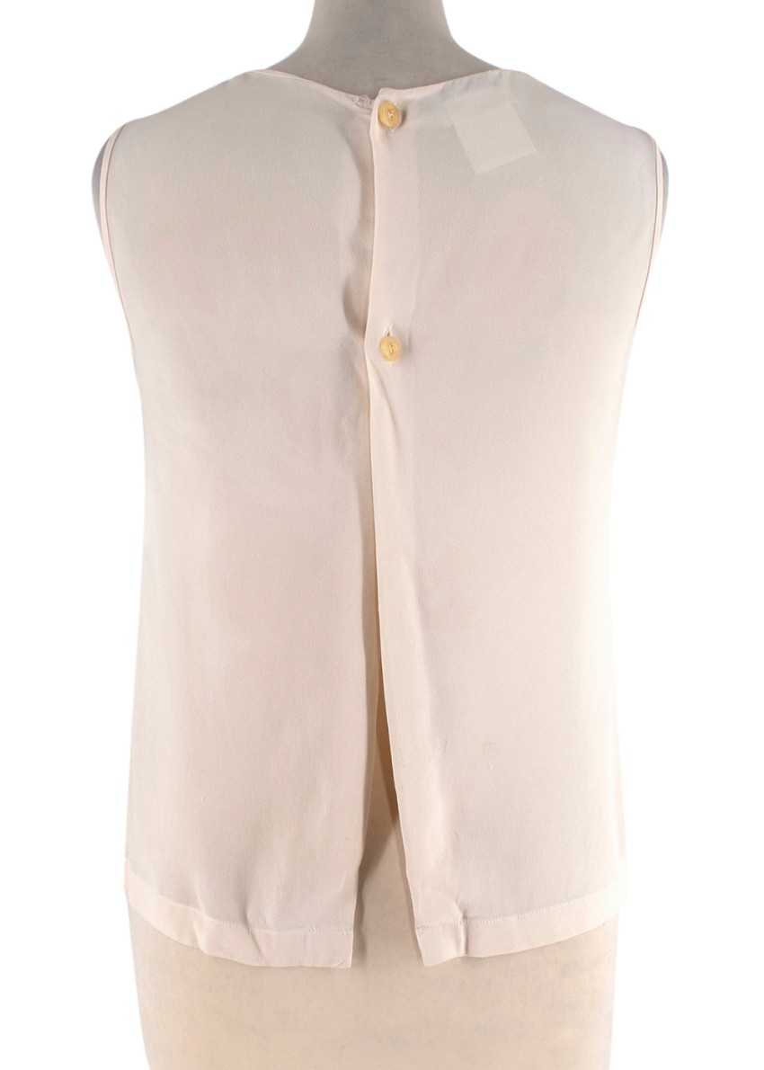 Preowned Chanel Cream Silk Sleeveless Shell Top Size XS Beige/Nude