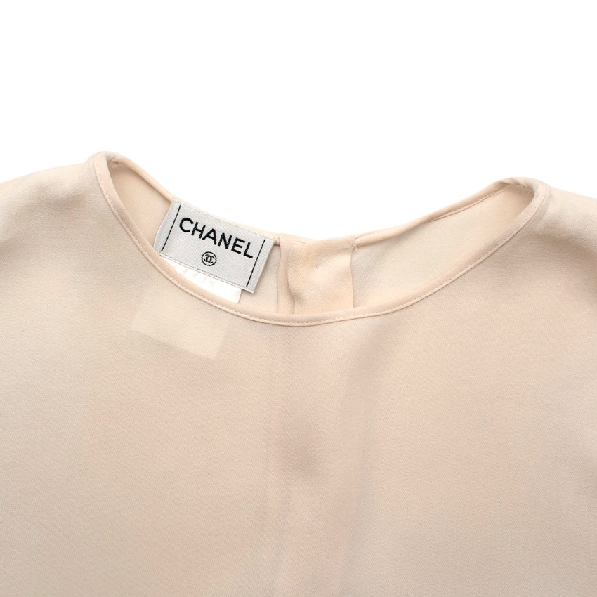 Preowned Chanel Cream Silk Sleeveless Shell Top Size XS Beige/Nude