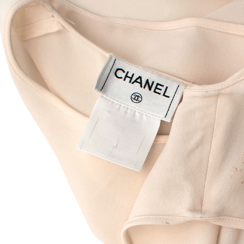 Preowned Chanel Cream Silk Sleeveless Shell Top Size XS Beige/Nude