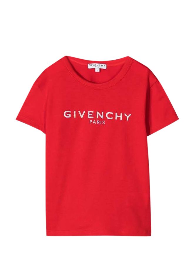 Boys Preowned Givenchy Kids 10Y Red Logo Print T-shirt Size 6 Years + cotton