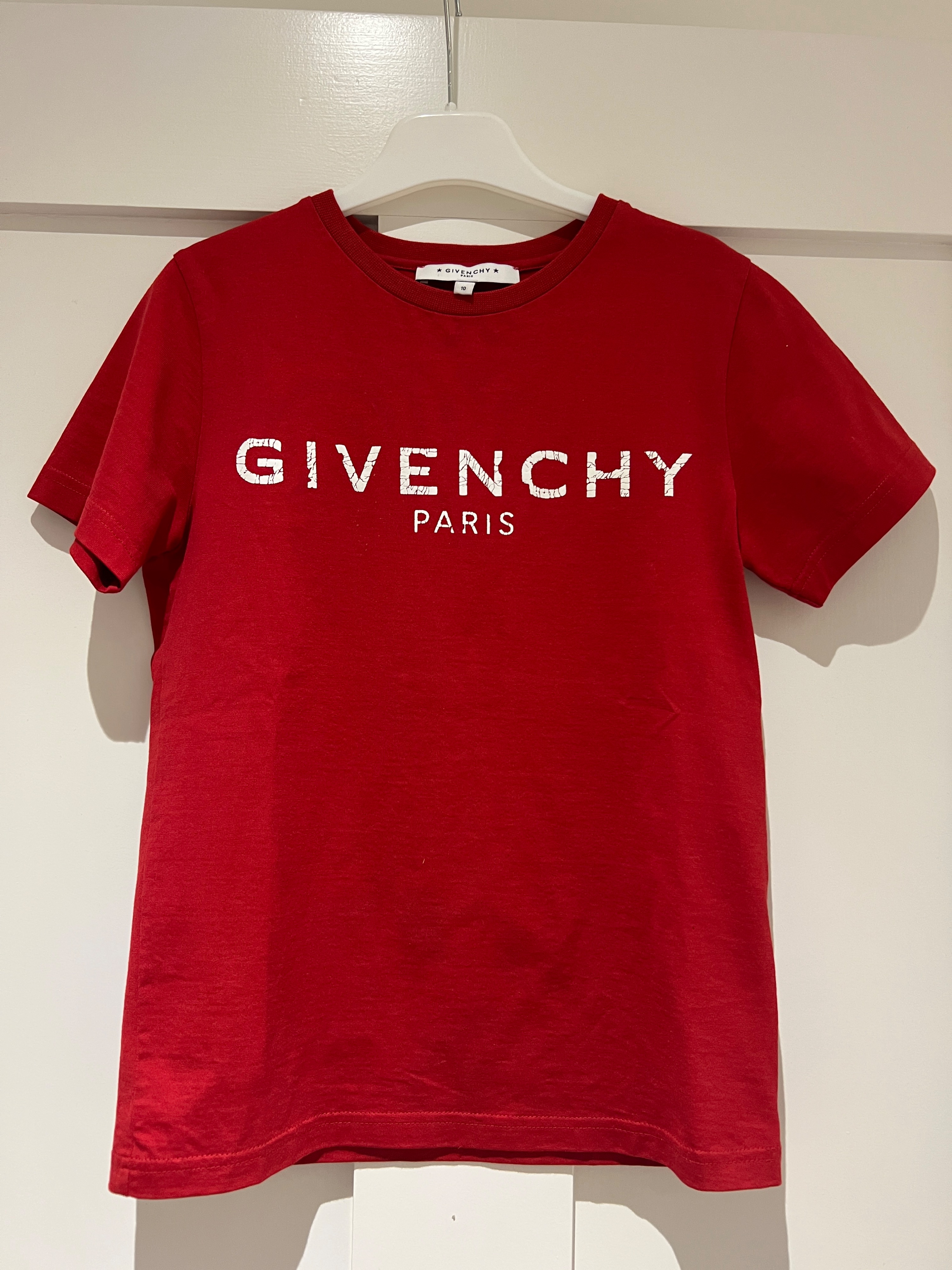 Boys Preowned Givenchy Kids 10Y Red Logo Print T-shirt Size 6 Years + cotton