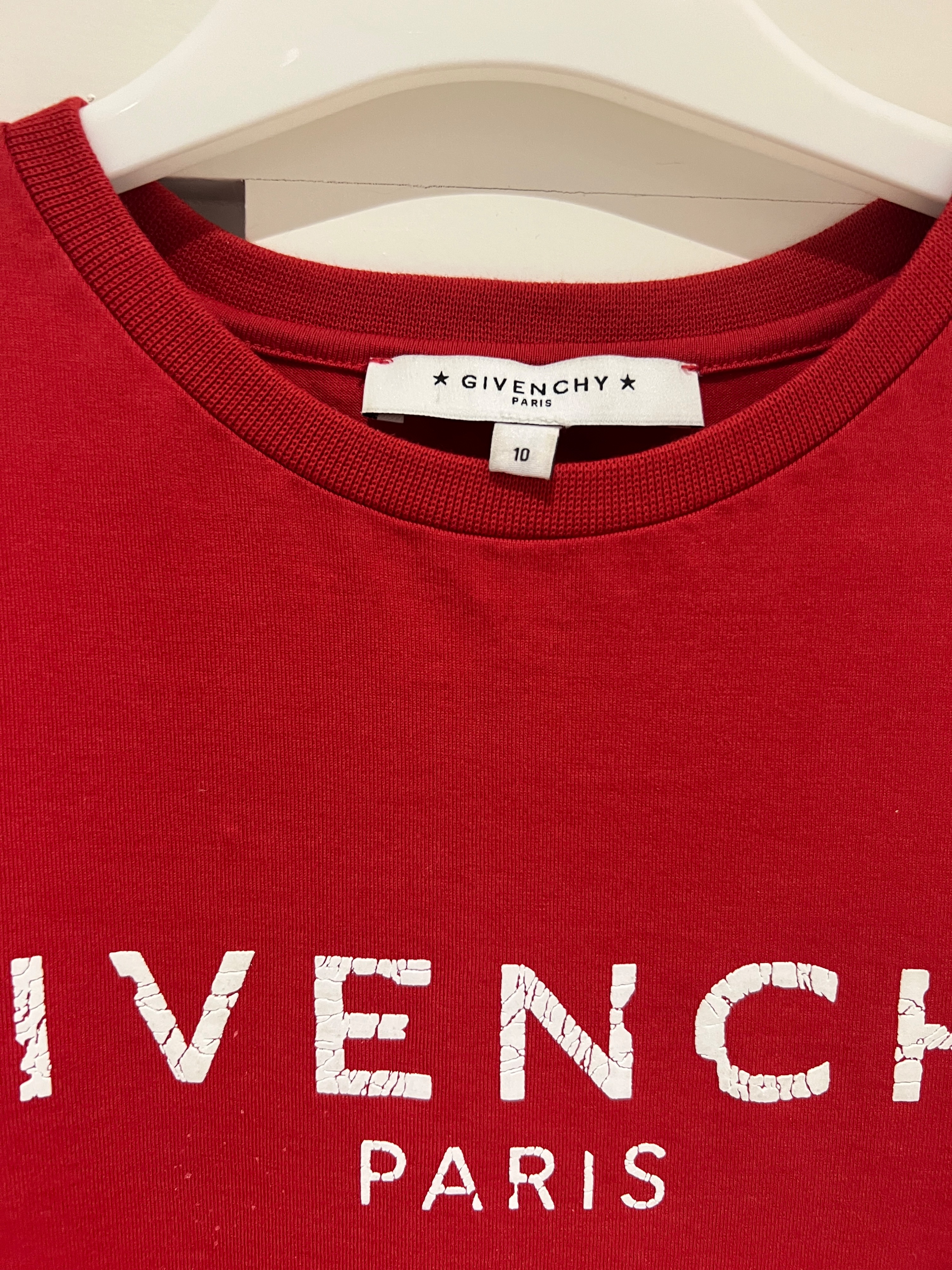 Boys Preowned Givenchy Kids 10Y Red Logo Print T-shirt Size 6 Years + cotton